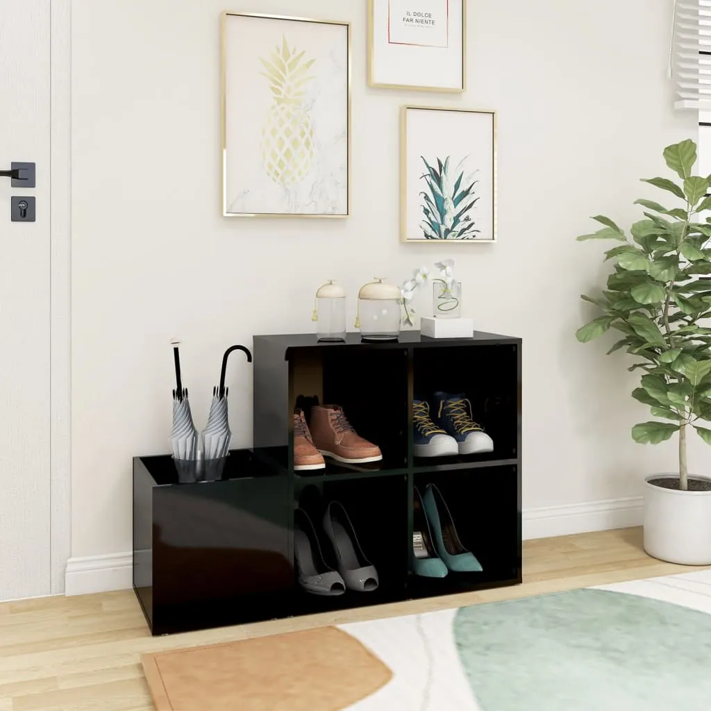 vidaXL Hall Shoe Cabinet High Gloss Black 105x35.5x70 cm Engineered Wood
