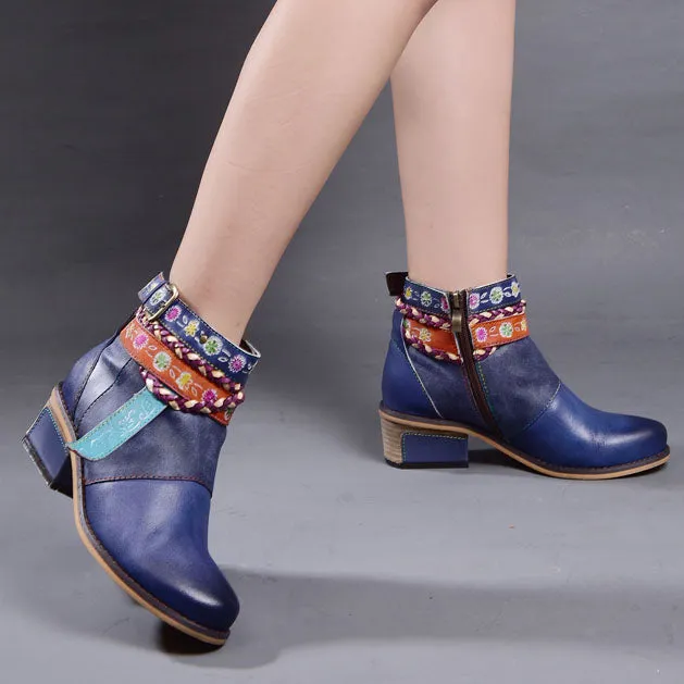 Vintage Handmade Ethnic Chunky Boots| Gift Shoes 36-42