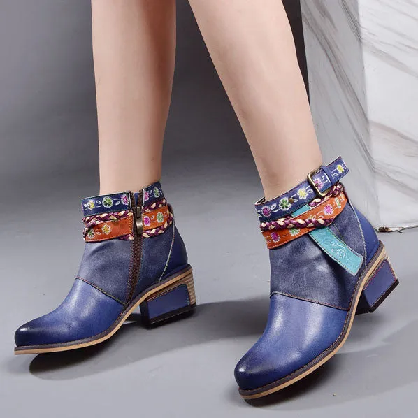 Vintage Handmade Ethnic Chunky Boots| Gift Shoes 36-42