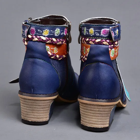 Vintage Handmade Ethnic Chunky Boots| Gift Shoes 36-42