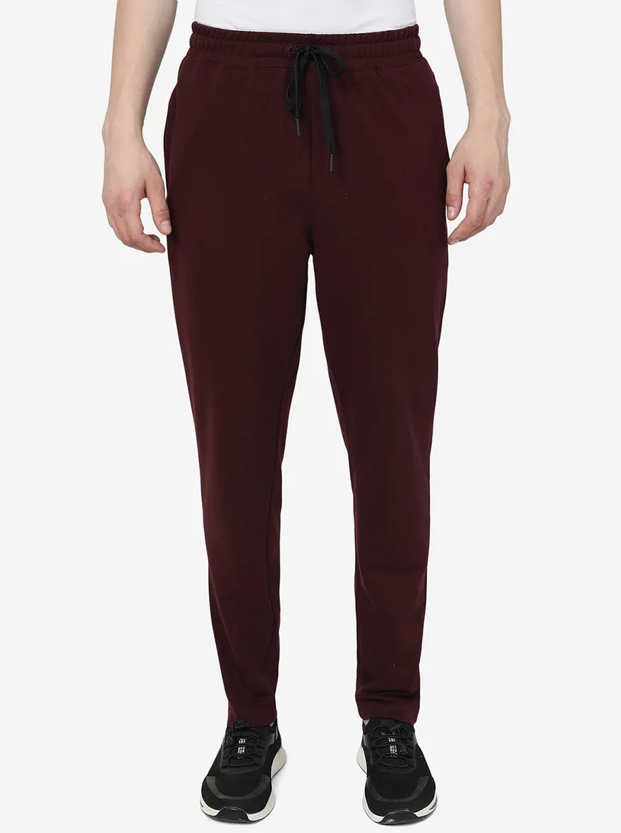 Wine Solid Regular Fit Track Pant | JadeBlue