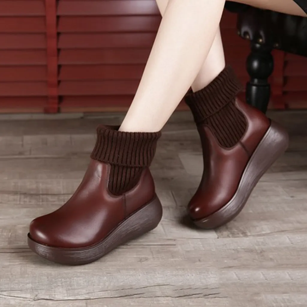 Winter Retro Leather Women's Short Boots | Gift Shoes
