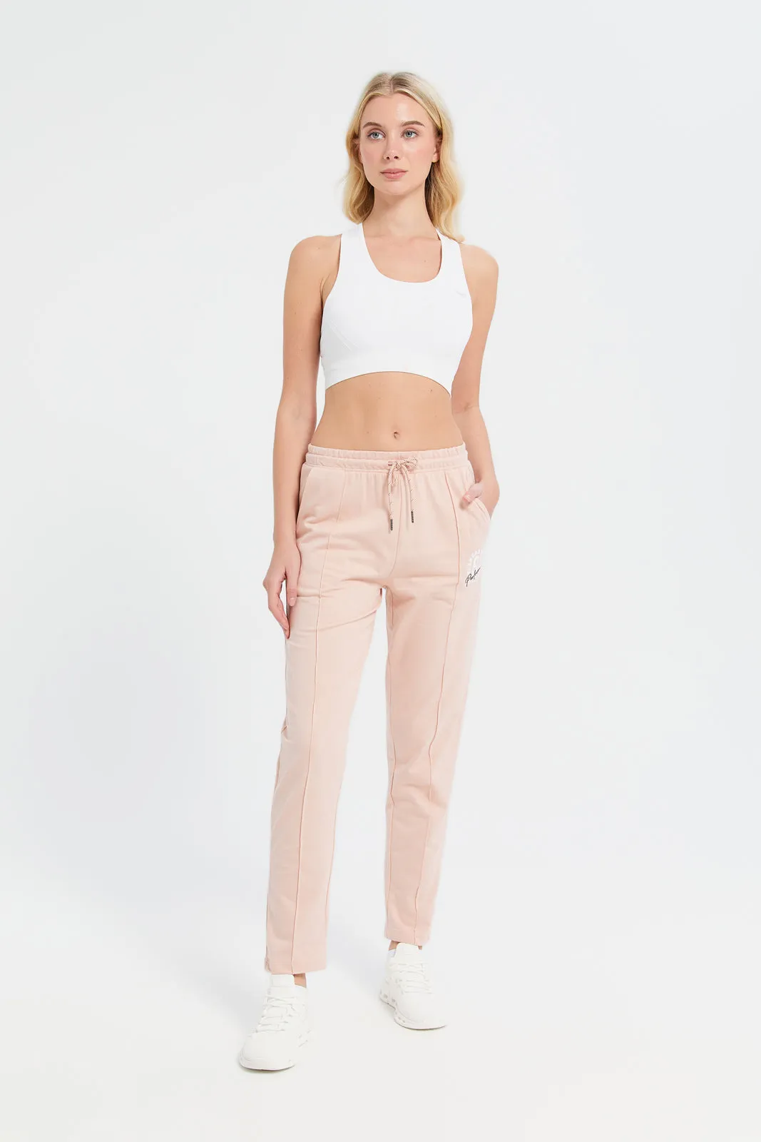 Women Pink Basic Track Pants