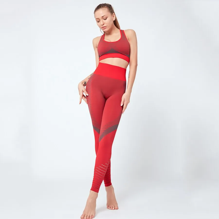 Women's Fitness Yoga Push-up Top & Bottom Set with  Compression Leggings