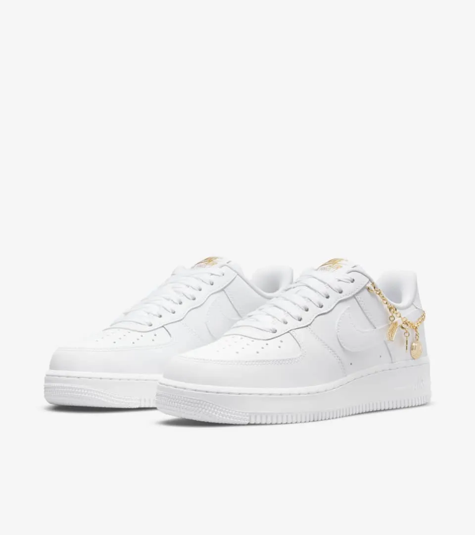 Women's Nike Air Force 1 LX "White Pendant / Lucky Charm" (White Metallic/Gold)(DD1525-100)