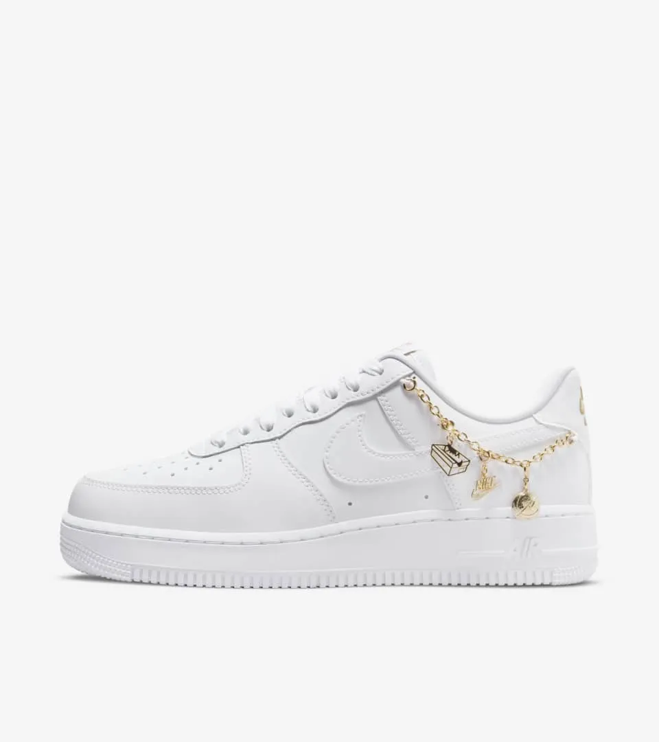 Women's Nike Air Force 1 LX "White Pendant / Lucky Charm" (White Metallic/Gold)(DD1525-100)
