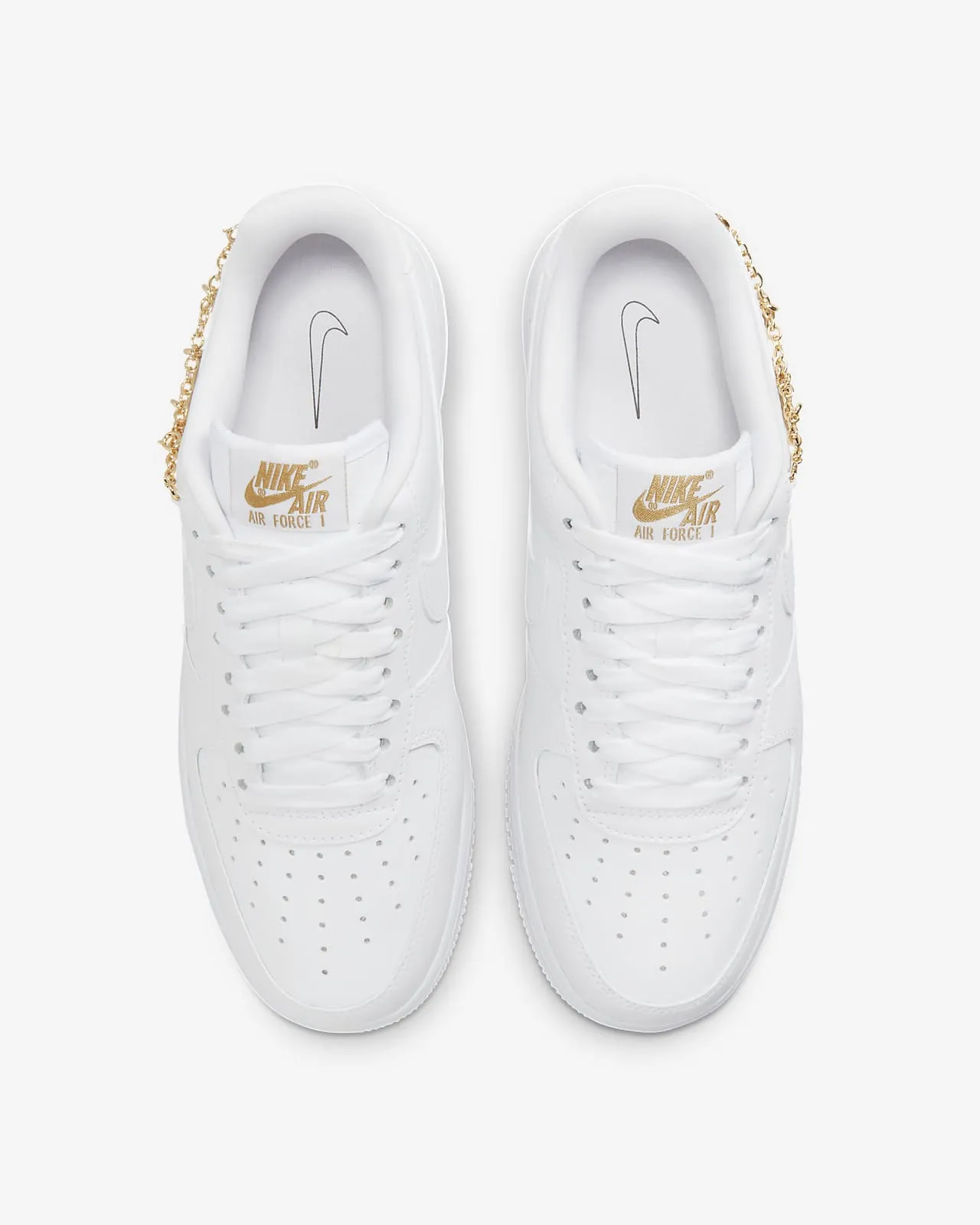 Women's Nike Air Force 1 LX "White Pendant / Lucky Charm" (White Metallic/Gold)(DD1525-100)