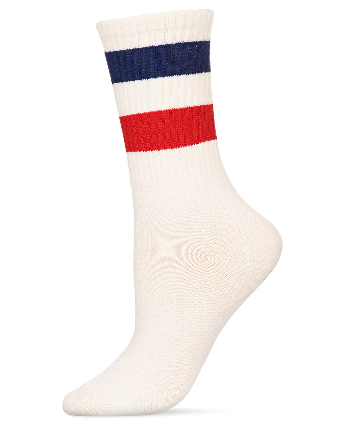 Women's Thick Tennis Stripe Cotton Blend Crew Sock