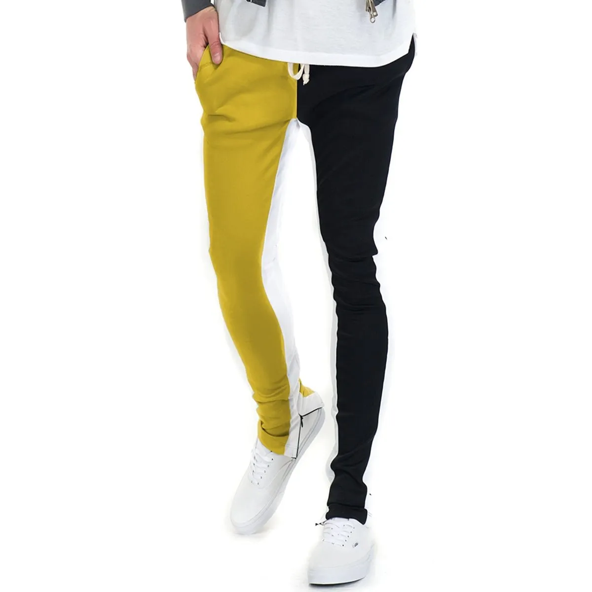 Yellow & Black Split Two Tone Track Pants