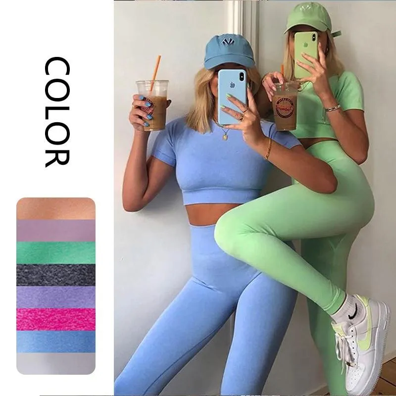 Yoga Gym Set Tops T-shirt Bra Legging Sport Set For Women