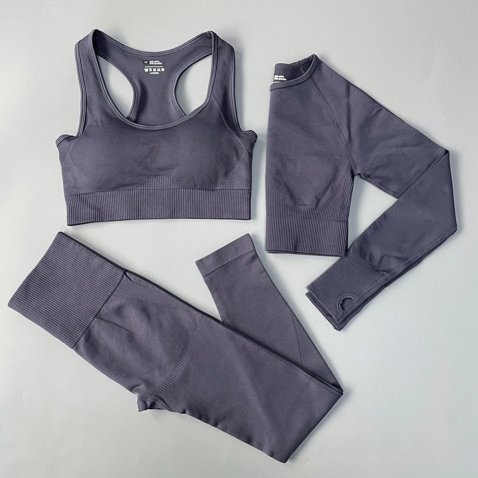 Yoga Set Seamless Sportswear Workout Sport Leggings Top Bra Gym Set Woman