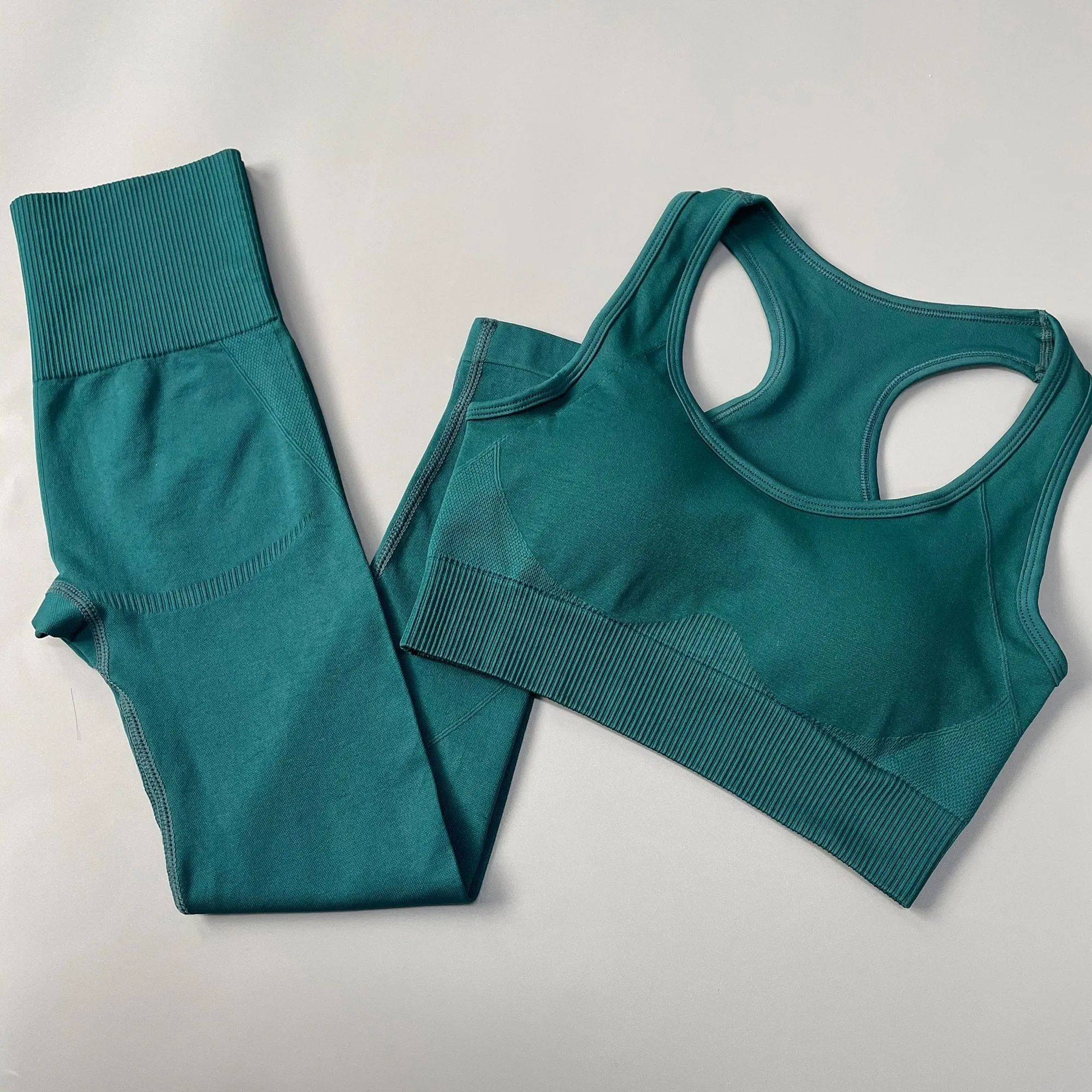 Yoga Set Seamless Sportswear Workout Sport Leggings Top Bra Gym Set Woman