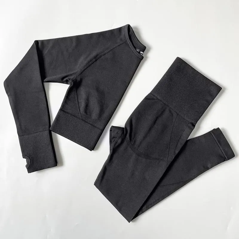 Yoga Set Seamless Sportswear Workout Sport Leggings Top Bra Gym Set Woman