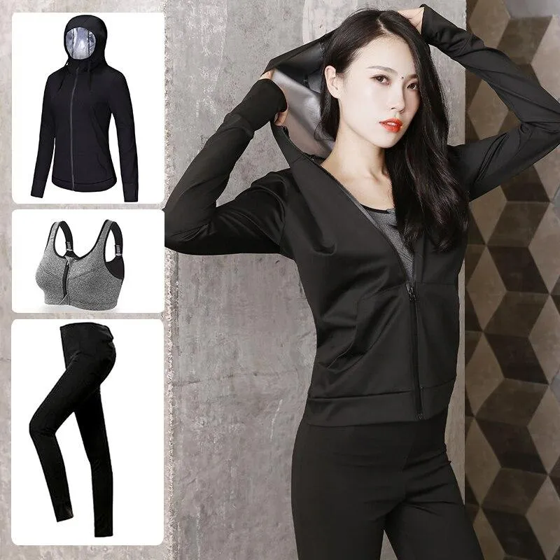Yoga Set Sport Sweatshirt Workout Weight Loss Slim Sweating