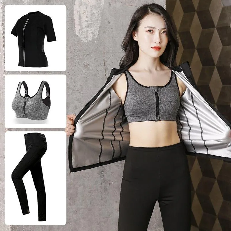 Yoga Set Sport Sweatshirt Workout Weight Loss Slim Sweating